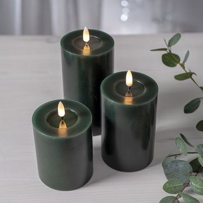 Blockljus Flamme Flow Grön 15cm