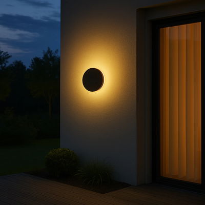 Batteridriven Vägglampa Rund utomhus 25cm inkl. fjärrkontroll