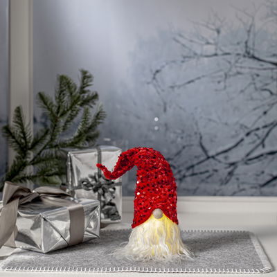 Juldekoration Joylight Tomte med röda paljetter 32cm
