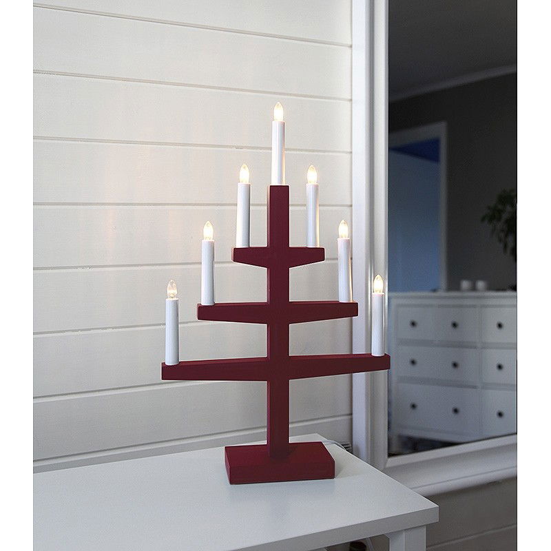 Ljusstake Trapp 7-ljus Röd