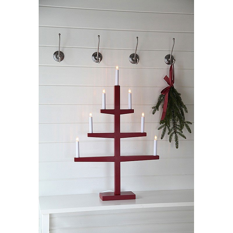 Ljusstake Tripp 7-ljus Röd