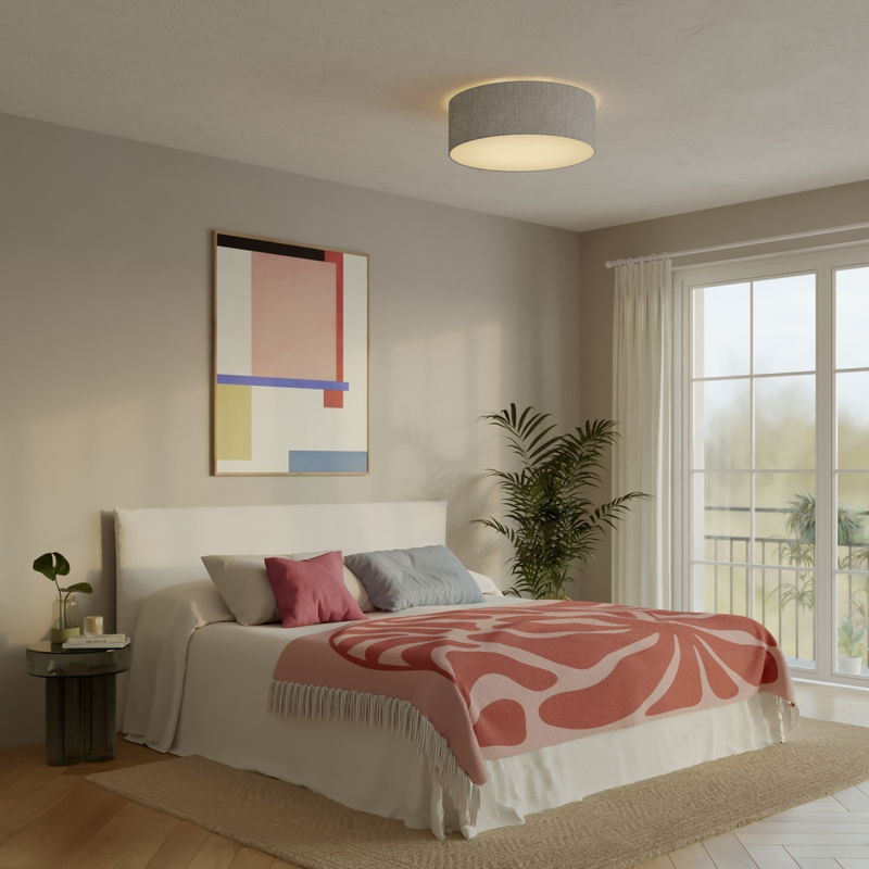 Plafond Takarmatur i tyg Large 4xE27 Camelot Grå 58 cm