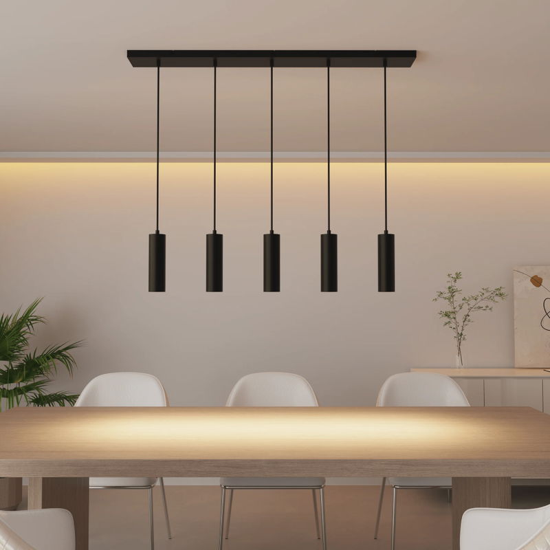 Takpendel 1-meter med 5st GU10 lampor Svart