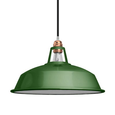 Lampskärm Harbour i emaljerad metall med E27-fattning, diameter 38 cm - Grön