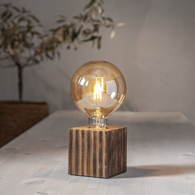 Lampfot E27 Box Valnöt