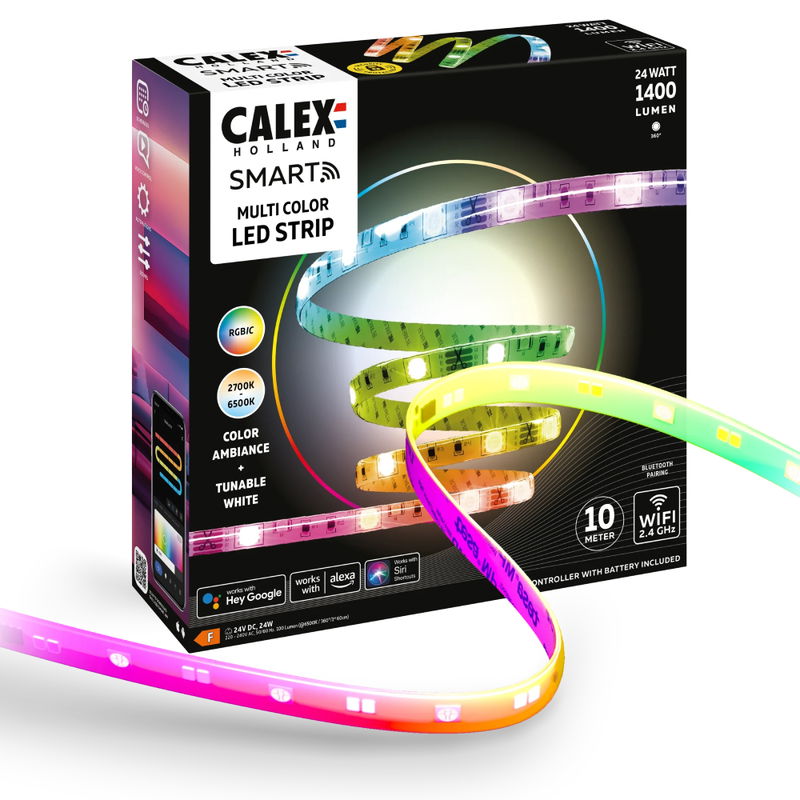 Smart LED Strip RGBIC+CCT 2700-6500K Ställbar 5m inkl. driver & fjärrkontroll