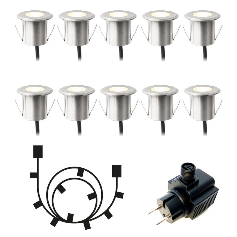 Decklights Dexter Silver 10-pack 0,5W 20lm 3000K LightsOn Garden Plug & Play Decklights Dexter Silver 10-pack 0,5W 20lm 3000K LightsOn Garden Plug & Play