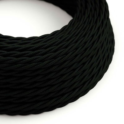Textilkabel Rayon Svart Tvinnad 3x0.75 mm²