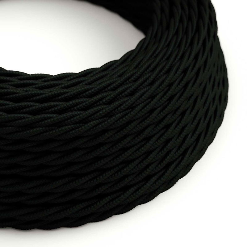 Textilkabel Rayon Svart Tvinnad 3x0.75 mm²