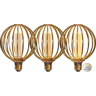 LED-lampa E27 G125 Decoled Metal 3-stegs dimming Rund