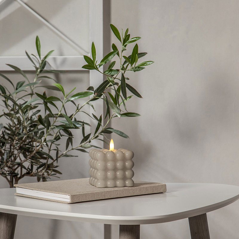 Blockljus Flamme Dot Grå Blockljus Flamme Dot Grå