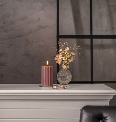 Blockljus Flamme Stripe Rosa