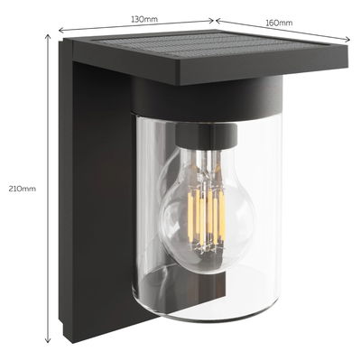 Solcells Vägglampa Asti med Rörelsesensor IP44 150lm 2700K