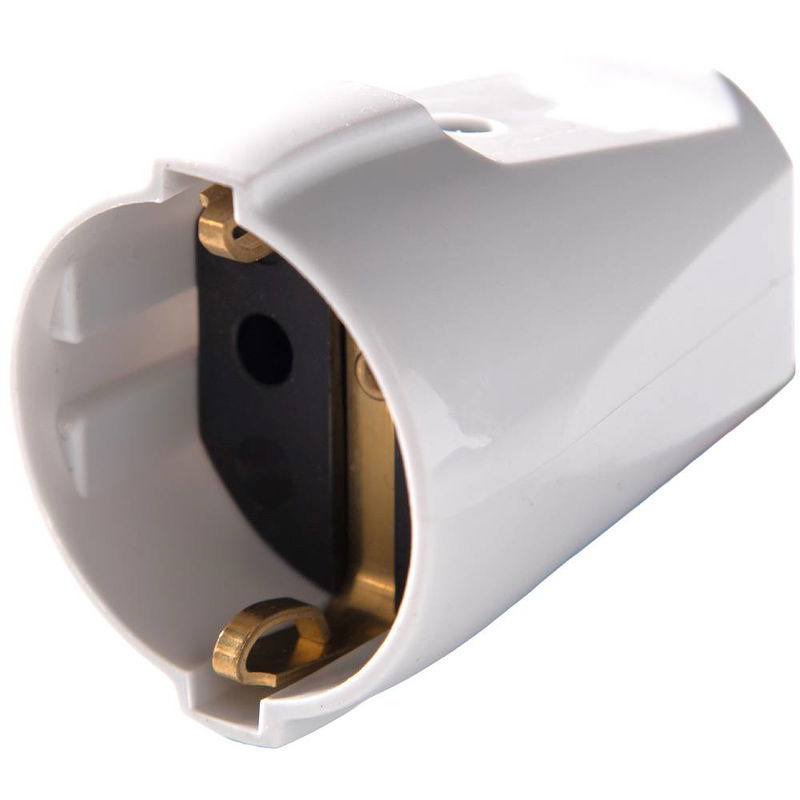 Skarvuttag med jord 250V Vit