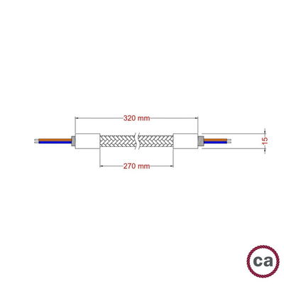 Flexibel textilkabel Whisky Svart med svarta avslut, 30cm | Creative Cables