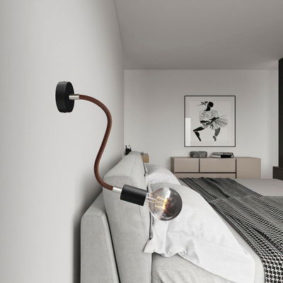 Flexibel textilkabel Whisky Svart med avslut i borstad titan, 30cm | Creative Cables