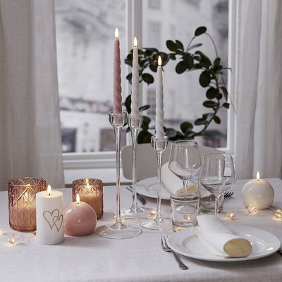 Blockljus Flamme Romb 10cm Rosa