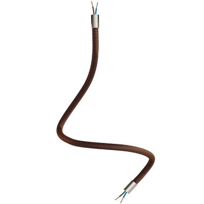 Flexibel textilkabel Whisky Svart med avslut i borstad titan, 60cm | Creative Cables