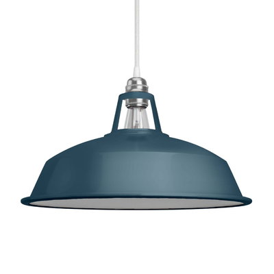 Lampskärm Harbour i emaljerad metall med E27 fattning, diameter 38cm Petrol