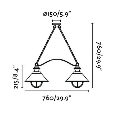 Nautica Hängande Taklampa 2xE27 Rost