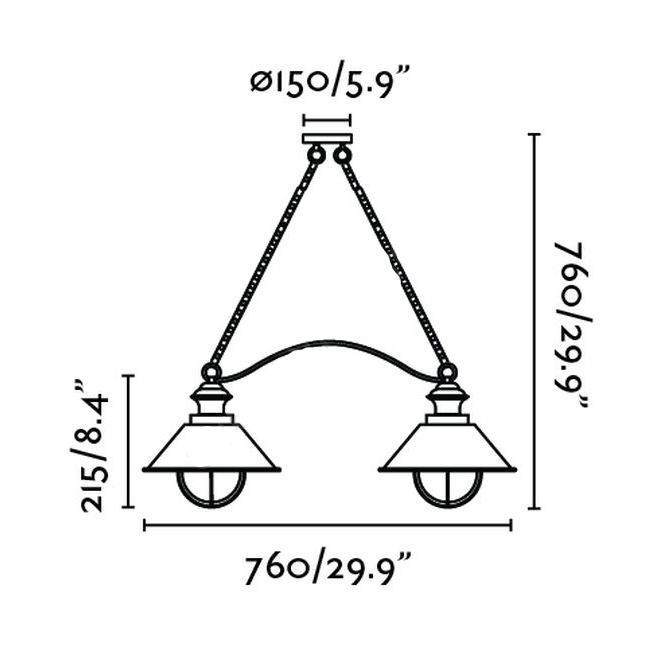 Nautica Hängande Taklampa 2xE27 Rost