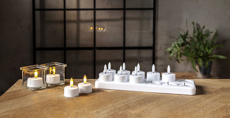 LED Värmeljus 12-Pack Flamme Charge med timer
