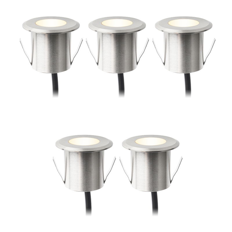 Decklights Dexter Silver 5-pack 0,5W 20lm 3000K LightsOn Garden Plug & Play