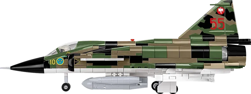 Cobi-5911 Saab AJS37 Viggen stridsflygplan med Tre kronor märkning - 910 byggblock