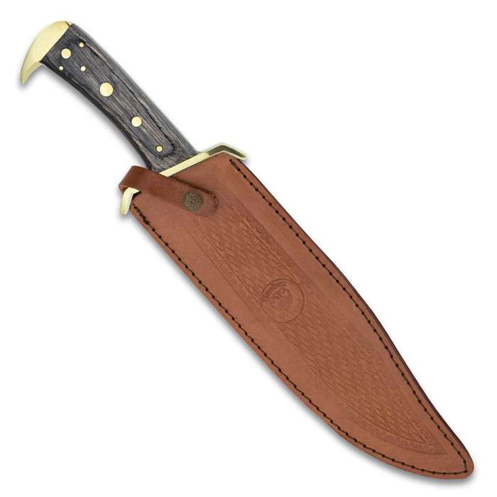 Western Outlaw stor Bowie kniv med läderslida