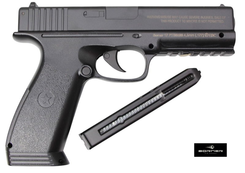 Borner 17 Kolsyrepistol 4,5mm - 120 m/s (Licensfri, max 10 joule, 18år)