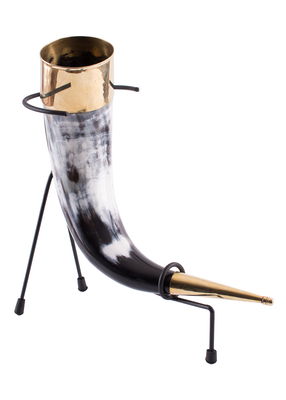 Vikingahorn med Mässingsbeslag och Stativ
