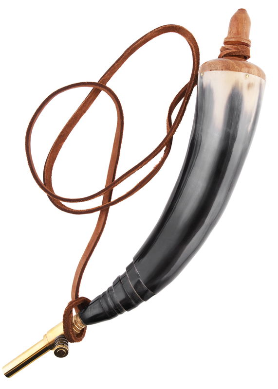 Kruthorn med Mässingsspänne och Läderrem - Original Fynd