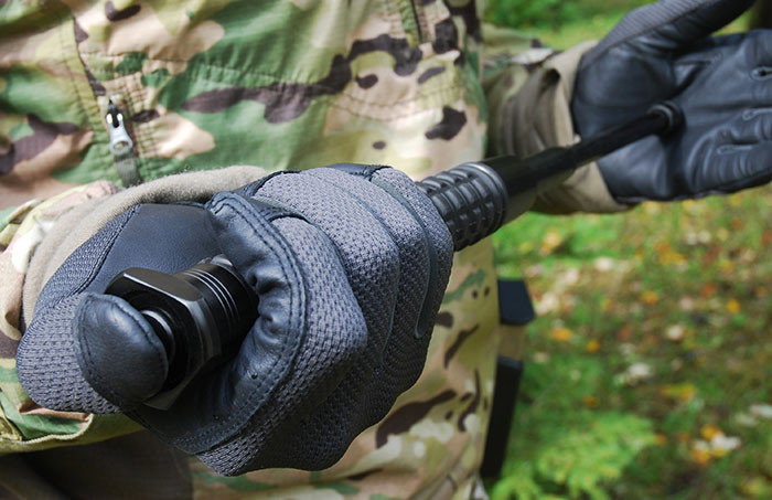 21" ESP Easy Lock hardened telescopic baton with retractable button + rotatable holster