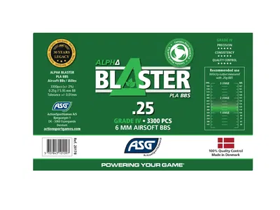 Alpha Blaster PLA BBs, 0.25g, 3300 st
