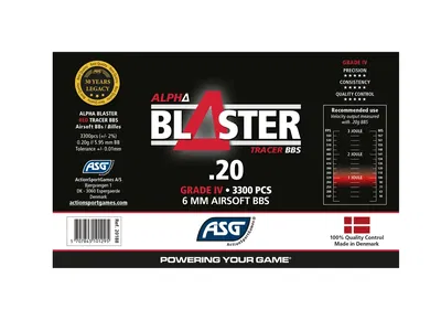 Alpha Blaster Red Tracer BBs, 0.20g, 3300 st