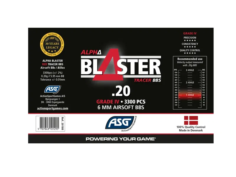 Alpha Blaster Red Tracer BBs, 0.20g, 3300 st