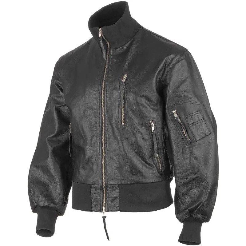 Tysk WW2 Luftwaffe Svart Pilot Jacka i Äkta Läder -Klassisk Design!