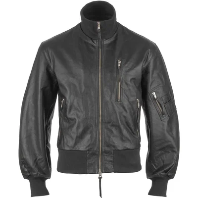 Tysk WW2 Luftwaffe Svart Pilot Jacka i Äkta Läder -Klassisk Design!