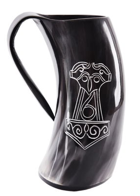 Viking Horn Öl Mugg - Mjölnir, Tors Hammare