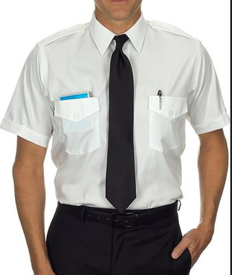 Vit pilotskjorta med axelklaffar - 2 pack - kort ärm