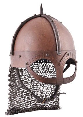 Gjermundbu Viking hjälmen med nitad aventail, 2 mm stål