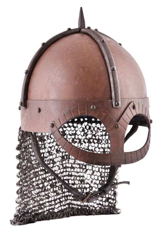 Gjermundbu Viking hjälmen med nitad aventail, 2 mm stål