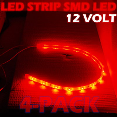 LED-strip 6xLED (20cm) 12V, RÖD 4-PACK