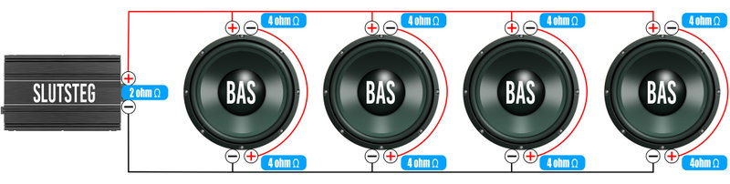 4 basar 2x4ohm
