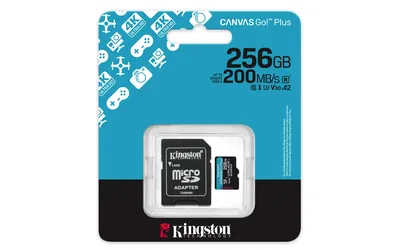Kingston - 256GB microSDXC Canvas Go Plus Gen4 200MB/s A2 U3 V30 Card + Adapter