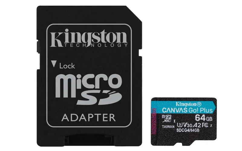 Kingston  64GB microSDXC Canvas Go Plus Gen4 200MB/s A2 U3 V30 Card + Adapter