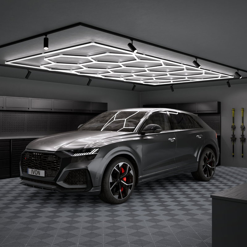 Garagebelysning IVON Hexagon LED-Armatur 241 x 478 cm (11,5 kvm) 6000K