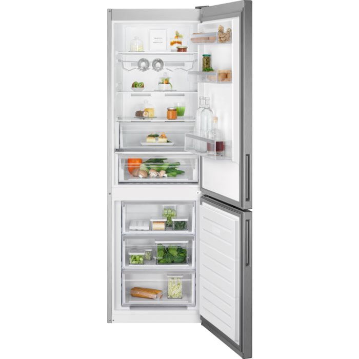Kyl/frys kombi 186 cm Flat Door KNT6ME33XR Electrolux grå med rostfri look