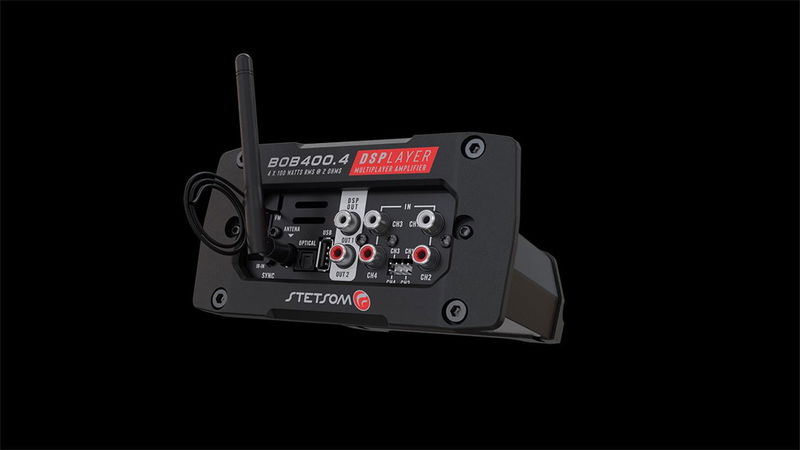 Stetsom DSP-Förstärkare för inbyggnad med 4x100W RMS, App & FM-radio