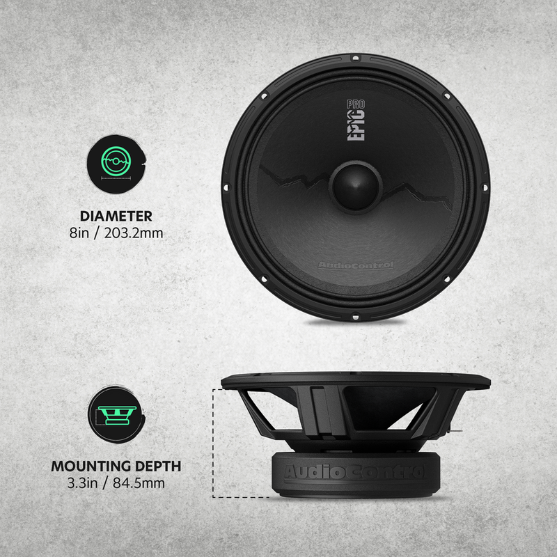AudioControl EPICPRO8X 8" Midrange Speakers, 250W RMS, 4 Ohms